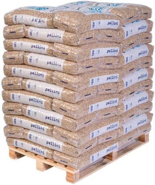 High-quality wood pellets, 15 kg bags, Texas 495 kg and 990 kg.